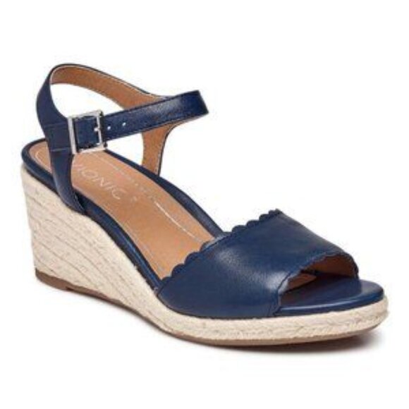 Vionic Shoes - LIKE NEW! Vionic Tulum "Stephany" Blue Wedge Espadrille Sandals Size 7